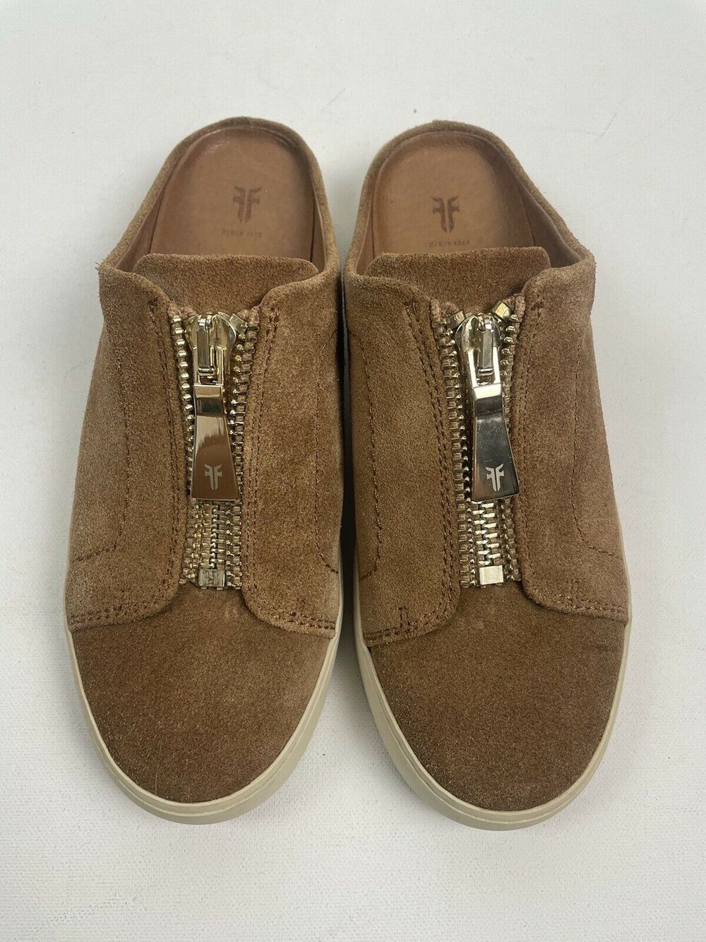 FRYE Lena Zip Tan Slip On Shoes Size 6.5